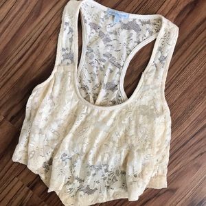 Cream Lace Crop Top